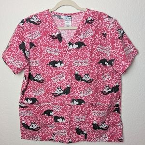 2/$17 Warner Bro. Pussyfoot Cat’s Meow scrub top. M